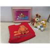Image 1 : Vtg Garfield Lot Incl 3D Picture in Frame, Ornament in Box, Plush and Adult Large Sweatshirt