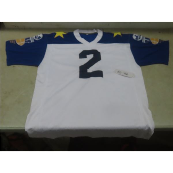 Vtg Tom Clements Winnipeg Blue Bombers 1987 Blue and Gold Game Jersey