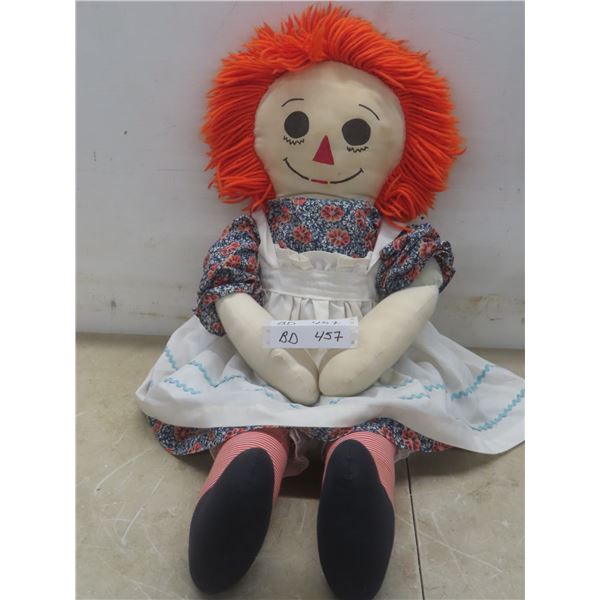 Vtg 3 Foot Raggedy Ann Doll, Handmade Cloth Doll