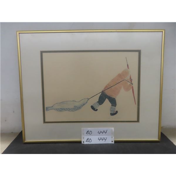 Vtg First Nations Peter Morgan Pro Framed Print Hunter Bringing Home His Catch, 18 x 14 Inches