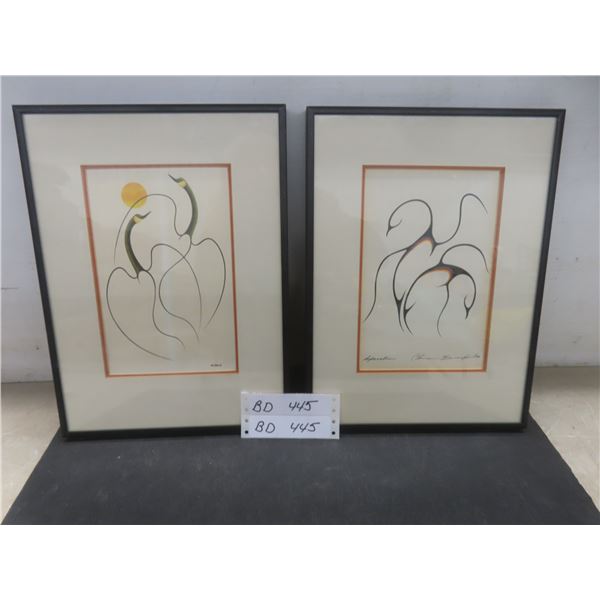 Two Vtg First Nations Clemence Wescoupe Pro Framed Prints