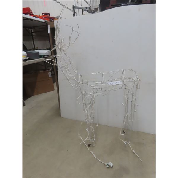 Light-Up Christmas Reindeer Decoration Measuring 47" x 31" (Wire Broken, Partial Lighting)