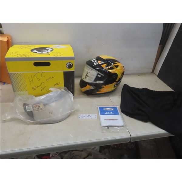 New HJC Helmet w/ 2 Electric Shields, Size Medium