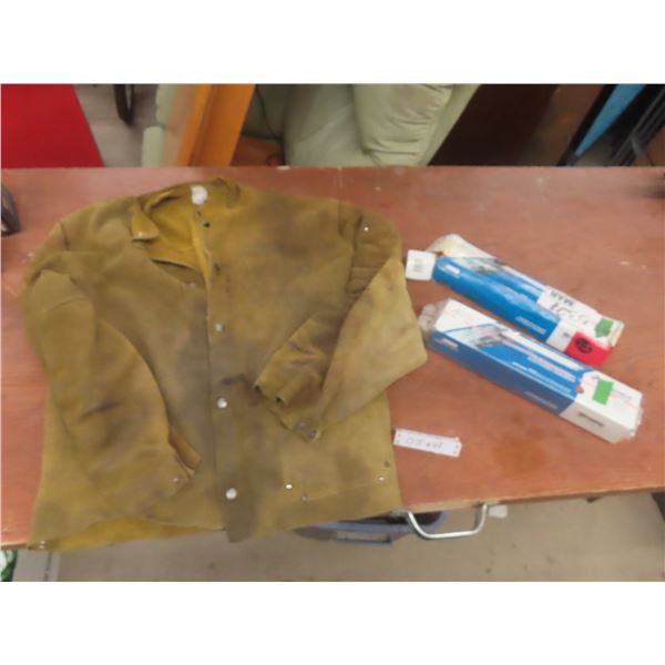 Welding Jacket, Size XXXXL and Welding Rods