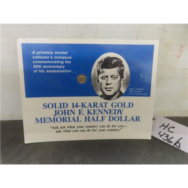 Solid 14K Gold John F. Kennedy Memorial Half Dollar