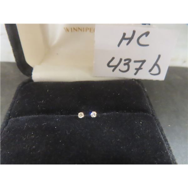 14K Gold and Diamond Stud Earrings, Total Weight Approximately 0.30 Grams