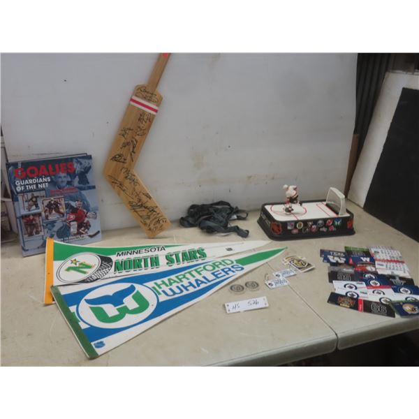 Old Timers Hockey Challenge Miniature Autographed Goalie Stick