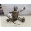 Image 2 : Two Custom Made Metal Sculptures, 11 1/2" and 6 1/2" Tall, and Four Shot Glasses
