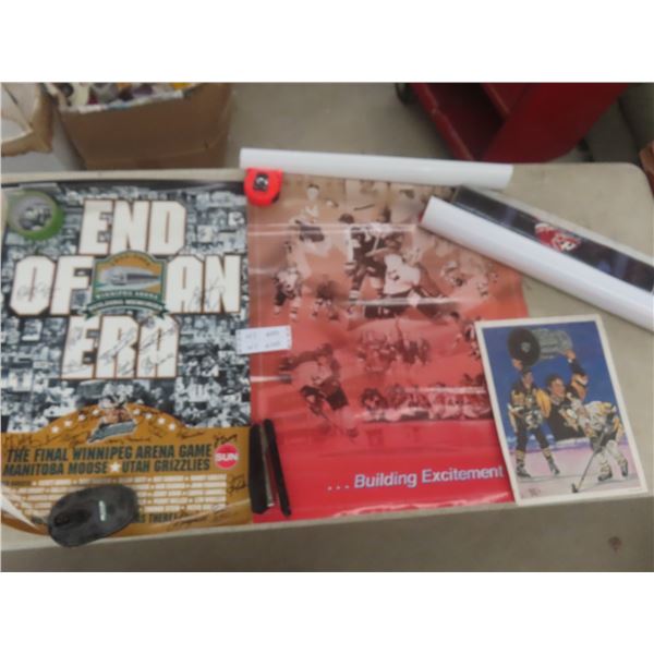 Poster Lot, Manitoba Moose, Winnipeg Arena Autographed Final Game, Patrick Roy and More