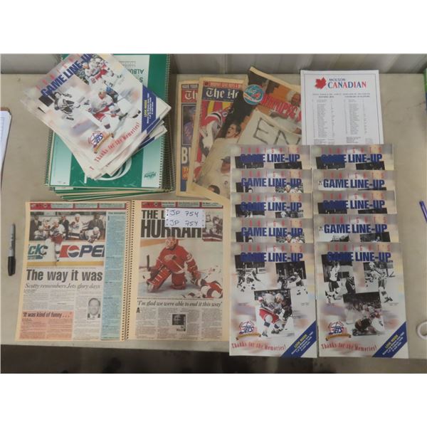 Winnipeg Jets Keepsake Lot w/ Scrapbooks, Newspapers, Lineup Programs, and More