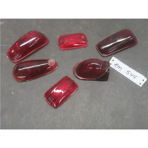 Six Vtg Red Glass Auto Light Lens