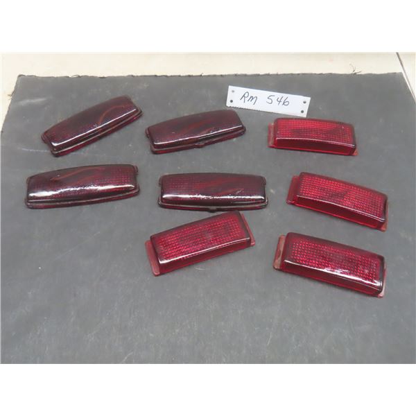 Eight Vtg Red Rectangular Auto Light Lens