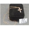 Image 1 : New 18K Gold Plated 32.0MM Simulated Diamond CZ Cross Necklace, Chain 17" Long