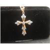 Image 6 : New 18K Gold Plated 32.0MM Simulated Diamond CZ Cross Necklace, Chain 17" Long