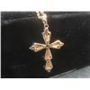 Image 7 : New 18K Gold Plated 32.0MM Simulated Diamond CZ Cross Necklace, Chain 17" Long