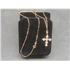 Image 8 : New 18K Gold Plated 32.0MM Simulated Diamond CZ Cross Necklace, Chain 17" Long