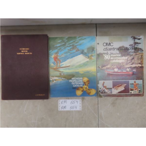 Three Vtg Marine Outboard Boat Service Manuals and Catalogs