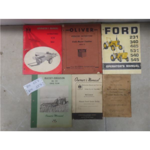 Six Vtg International Harvester, Oliver, Ford, MF and McCormick Manuals