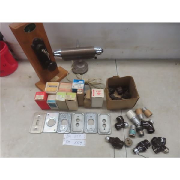 Vtg Electrical Switches, Relays, Light Sockets and Outlet Switch Plates, New Old Stock