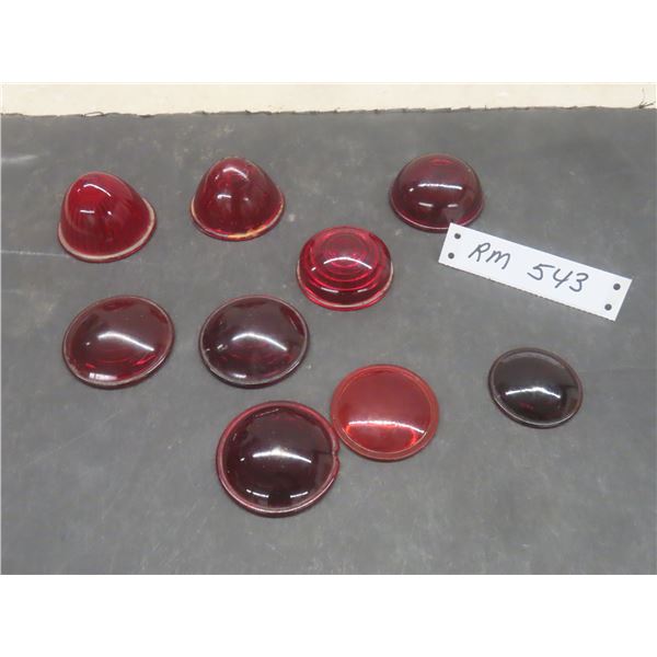 Nine Vtg Red Glass Auto Light Lens