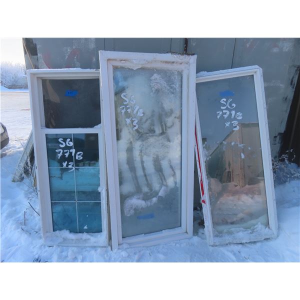 3 Double Pane Windows: 23 1/2" x 59 1/2", 26 1/4" x 61", 23 3/4" x 59 1/4"