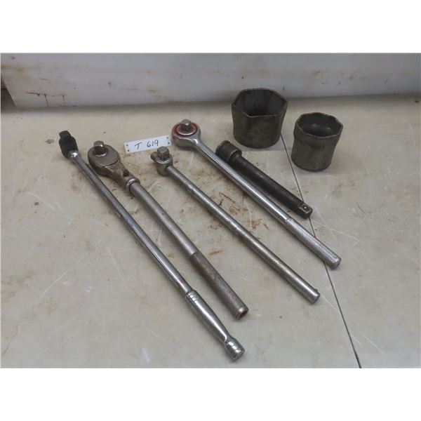 Three Ratchets, 3/4", Extensions and Two Sockets