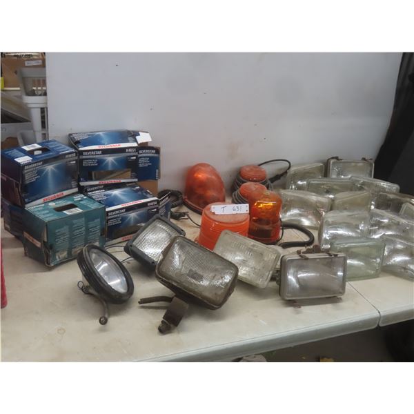 Magnetic Mount Beacon Lights, Sealed Beam Headlights Used and NOS