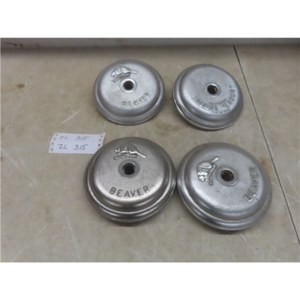 4 Vtg Gumball Machine Lids: 3 Beaver and 1 Talking Vendor