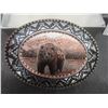 Image 2 : 2 Belt Buckles: Brass Honda Goldwing and Western Style w/ Grizzly Bear