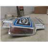 Image 16 : Grand Prix Snowmobile Oil Tin Arctic Cat Emblem Mercury Marine Medallion (has damage) and More