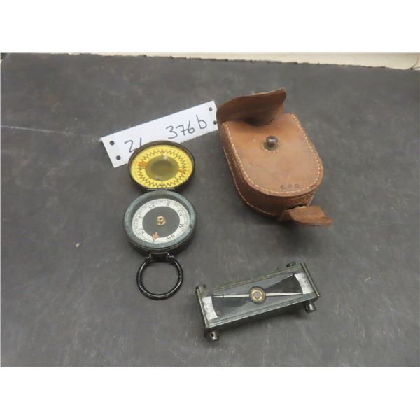 Trough Compass & Magnapole Marching Compass 1930s w Case
