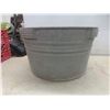 Image 2 : Galvanized Tub & Vtg Clothes Plunger