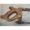 Image 12 : Meat Saw, Empty 20 lb Sack Quaker Buckeye Rolled Oats, and Hereford Crate (8" x 15" x 7")