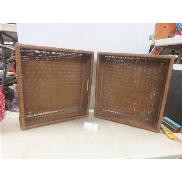 Two Rattan Basket Drawers Measuring 6" x 21" x 22"