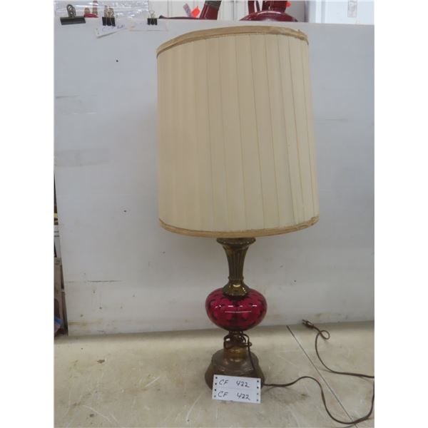 Table Lamp, Approximately 30 Inches Tall (Shade Has Damage)