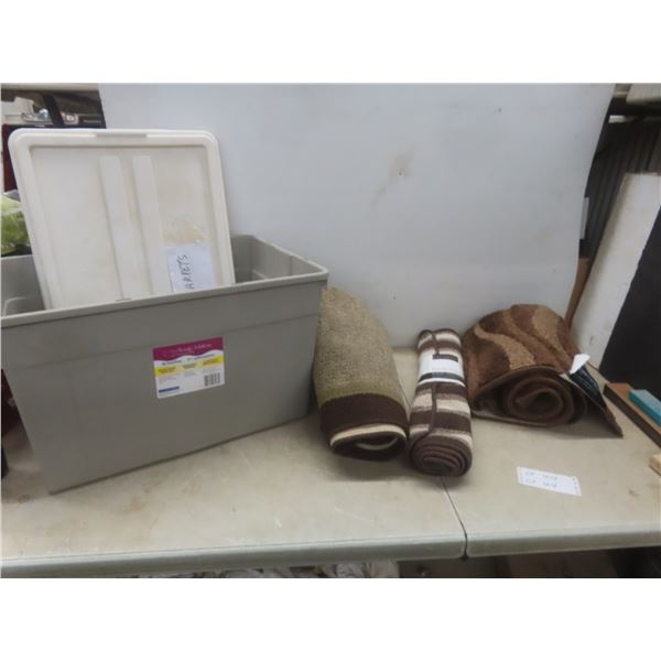 Three New Mats (30" x 45", 24" x 36", 47" x 36") Plus Storage Tote w/ Lid