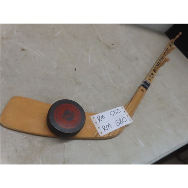 Vintage Northwood Hockey Stick, & Puck Coat Wall Rack Art