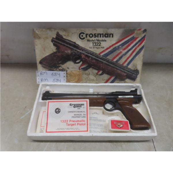 Vintage Crossman .22 Cal Super Pellet Model 1322 Single Shot (Pump) Air Gun, Original Box Manual