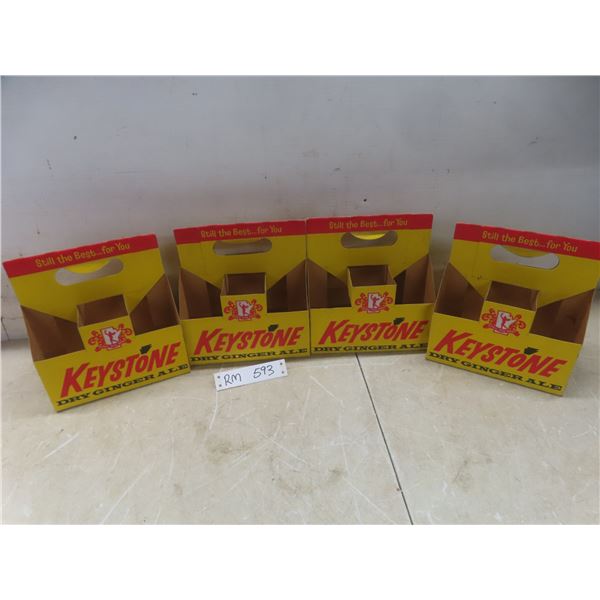4- Vintage KEYSTONE Dry Ginger Ale/ Crystal Soda Cardboard Cartons New Old Stock