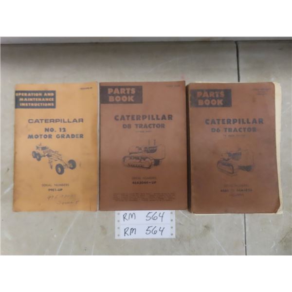 3 Caterpillar Manuals, D8 Tractor, No 12 Motor Grader, & D6 Tractor