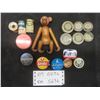 Image 1 : 6- Antique Watch Repair Tins, 10 Quack Medicine Tins, & Old Danish Wooden Lucky  Hanging Monkey