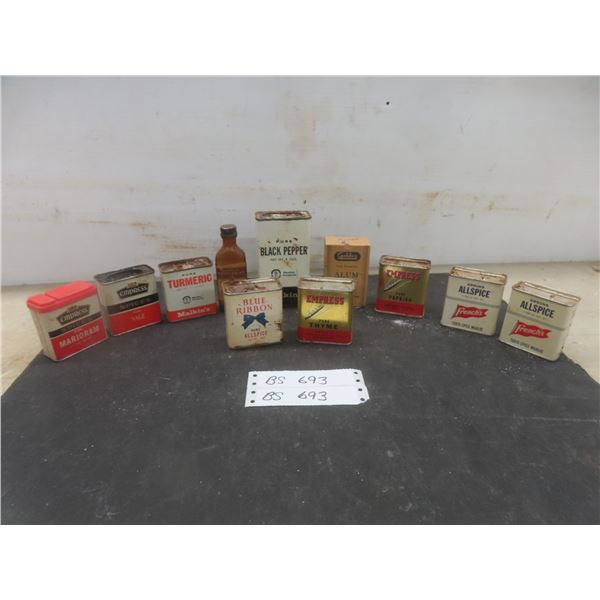 Eleven Vintage Spice Tins