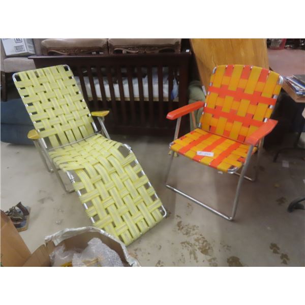 Vintage Fold-Up Lawn Chair And Lounger