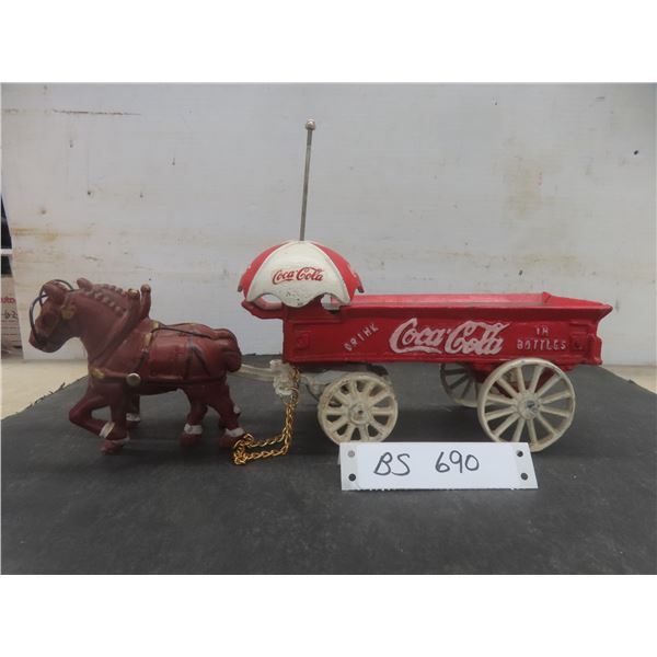 Cast Iron Coca-Cola Wagon w/ Pair of Horses