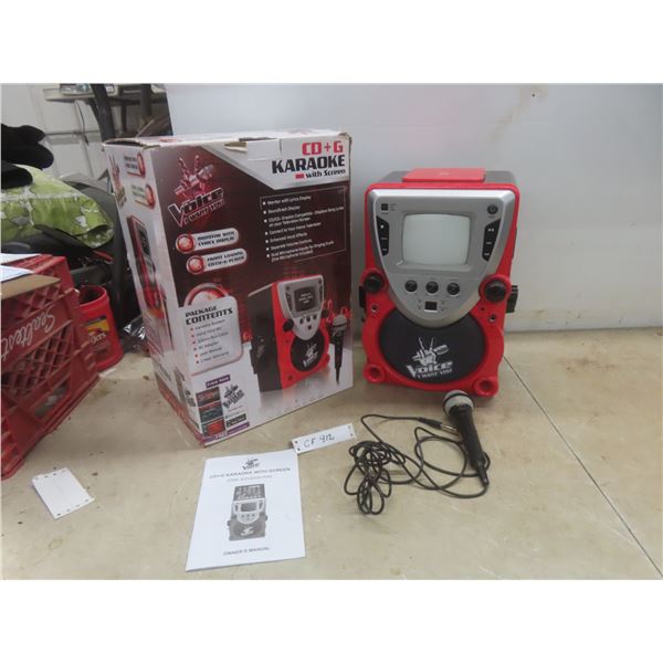 CD+G Karaoke System With Screen, Microphone, And Manual (No Power Cord)