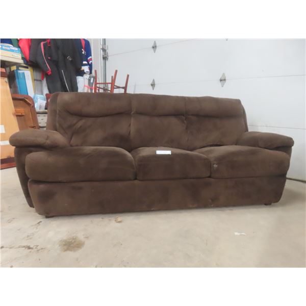 Three-Seat Microsuede Couch, 91" Wide