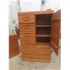 Image 28 : Five-Piece Oak-Style Bedroom Suite Including Two Nightstands (), Two Armoires (), And Dresser