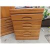 Image 2 : Five-Piece Oak-Style Bedroom Suite Including Two Nightstands (), Two Armoires (), And Dresser