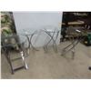 Image 1 : Four Chrome And Glass-Top End Tables, Largest Measures