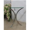 Image 3 : Four Chrome And Glass-Top End Tables, Largest Measures